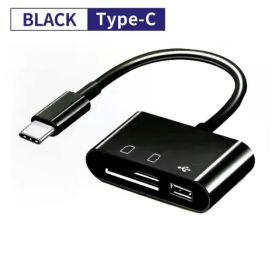 1PC USB C SD Card Reader Adapter Type C Micro SD TF Card Reader Multifunction 3 In 1 OTG Adapter For Laptop IPad PC MacBook Phone Camera (Color: Black)