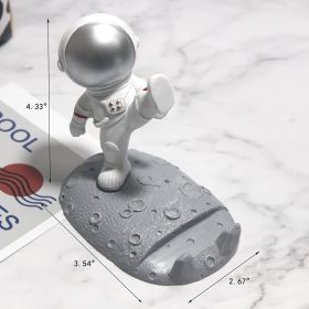 1pc Phone Holder Cell Phone Stand For Desk Cute Astronauts Doll Pad Stand Tablet Stand Holder Phone Stand Phone Holder For Bed Phone Accessories Desk (Color: Silvery)