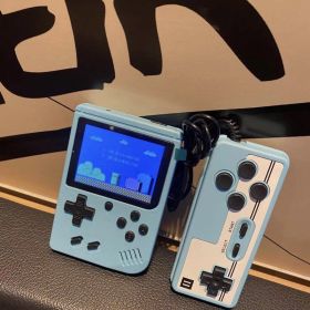 Retro Handheld Game Console; Portable Video Game Console For Children With 400 Classical FC Games 3.0-Inch Screen 1020mAh Rechargeable Battery Support (Color: Two Player-Blue)