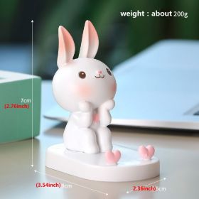 Cute Little Rabbit Phone Holder Kickstand; Small Ornament For Desk Office Decorations Smartphone (Color: Sit White Rabbit)