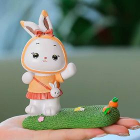 Cute Little Rabbit Phone Holder Kickstand; Small Ornament For Desk Office Decorations Smartphone (Color: Orange Rabbit)