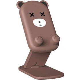 Cute Cell Phone Stand ; Fully Foldable; Adjustable Desktop Phone Holder Cradle Dock Compatible With Phone; All Phones-VOPH025 (Color: Brown)