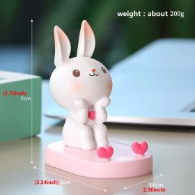 Cute Little Rabbit Phone Holder Kickstand; Small Ornament For Desk Office Decorations Smartphone (Color: Sit Pink Rabbit)