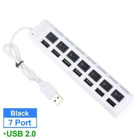 USB HUB 2.0 HUB Multi USB Splitter 4 7 Ports Expander Multiple USB 2 Hab No Power Adapter USB Hub With Independent Switch For PC (Color: White 7 Port 2.0)