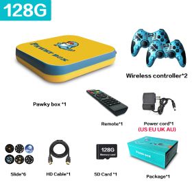 Pawky Box Game Console for PS1/DC/Naomi 50000+ Games Super Console WiFi Mini TV Kid Retro 4K Video Game Player (Bundle: US plug, Color: 128G 41000 Games YB)