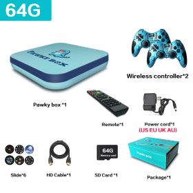 Pawky Box Game Console for PS1/DC/Naomi 50000+ Games Super Console WiFi Mini TV Kid Retro 4K Video Game Player (Bundle: US plug, Color: 64G 33000 Games GB)