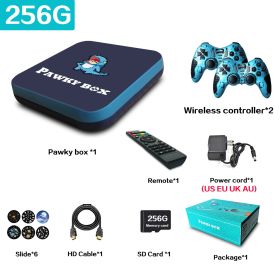 Pawky Box Game Console for PS1/DC/Naomi 50000+ Games Super Console WiFi Mini TV Kid Retro 4K Video Game Player (Bundle: US plug, Color: 256G 50000 Games DBB)