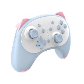 Cartoon Kitten Wake Up Voice Wireless Controller Headset Support Compatible Nintendo Switch/Switch lite/Switch OLED (Color: Blue)