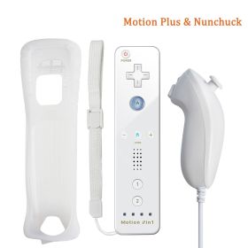 Built-in Motion Plus Remote For Nintendo Wii Controller Wii Remote Nunchuck Wii Motion Plus Controller Wireless Gamepad Controle (Color: white nunchuck, Ships From: China)