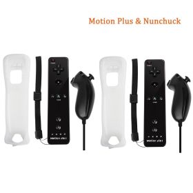 Built-in Motion Plus Remote For Nintendo Wii Controller Wii Remote Nunchuck Wii Motion Plus Controller Wireless Gamepad Controle (Color: 2 black nunchuck, Ships From: China)