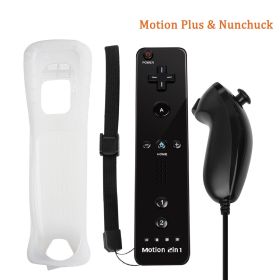 Built-in Motion Plus Remote For Nintendo Wii Controller Wii Remote Nunchuck Wii Motion Plus Controller Wireless Gamepad Controle (Color: black nunchuck, Ships From: China)