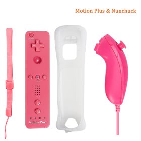 Built-in Motion Plus Remote For Nintendo Wii Controller Wii Remote Nunchuck Wii Motion Plus Controller Wireless Gamepad Controle (Color: pink nunchuck, Ships From: China)