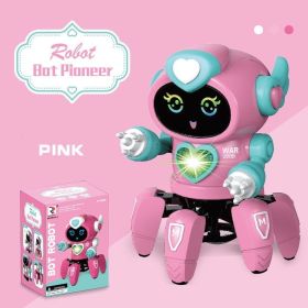 1pc Dancing Electric Six Claw Robot With Light And Music; Children's Toys (Color: Six Claw Robot - Pink)