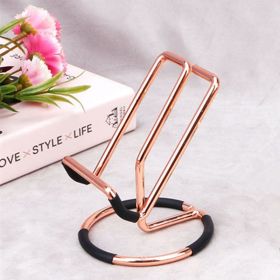 Simple Elegent Iron Plating Cell Phone Stand Holder Cradle For Office Desk (Color: Rose Gold)