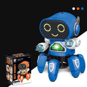 Six Claws Dancing Robot Toy For Kids; Walking Robot With Flashing Colorful Lights Music For Kids; And Has Moving Hands; Electronic Toy For Girls Great (Color: Blue)