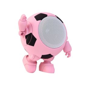 New Robot Speaker Cute Portable Football Audio Wireless Mini Creative Gift Christmas Gift For Women/kids/Children/Men/Adults/World Cup (Color: Pink)