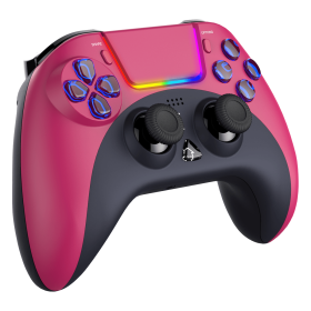 PS4 Controller; Wireless Controller For PS4 RGB Light Programming Function; Wireless Gamepad With Colorful LED Light (Color: Red)