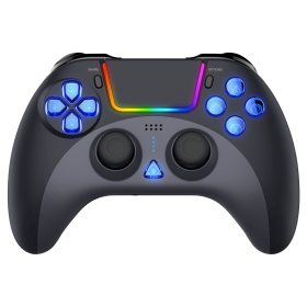 PS4 Controller; Wireless Controller For PS4 RGB Light Programming Function; Wireless Gamepad With Colorful LED Light (Color: Black)