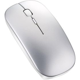 Mouse Bluetooth; Wireless Chargign Computer Mouse; For MacBook Air Mac Pro Laptop Ipad Pad PC Laser Optical Charging Mini Ultra Thin Silence Mouse (Color: Silver 1 Pack)