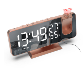 FM Radio LED Digital Smart Alarm Clock Watch Table Electronic Desktop Clocks USB Wake Up Clock with 180Â° Time Projection Snooze (Color: ROSEGOLD, Ships From: China)