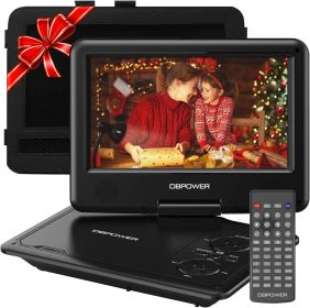 DBPOWER 11.5" Portable DVD Player, 5-Hour Built-in Rechargeable Battery, 9" Swivel Screen, Support CD/DVD/SD Card/USB, Remote Control (Color: Black)