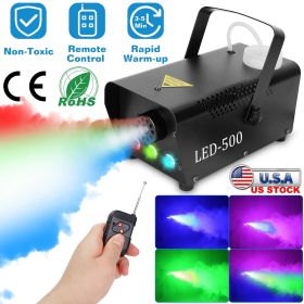 400W Fog Machine RGB LED Party Club DJ Fogger Rapid Heating Remote Control Wedding Stage Smoke Machine (Color: Black)