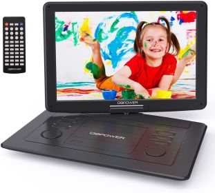 DBPOWER 17.9" Portable DVD Player with 15.6" Large HD Swivel Screen, 6 Hour Rechargeable Battery, Support USB/SD and Multiple Disc Formats (Color: Black)