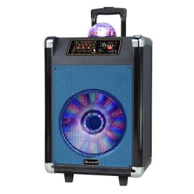 IQ Sound 12" Portable Bluetooth Speaker with Disco Ball Light (Color: Blue)