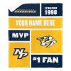 [Personalization Only] OFFICIAL NHL Colorblock Personalized Silk Touch Sherpa Throw Blanket - Nashville Predators