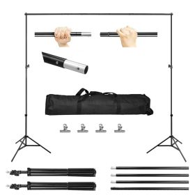 6.5 x 10ft Photo Video Studio Backdrop Background Stand Adjustable Heavy Duty Photography Backdrop Support Stand Set (Color: Black)