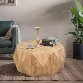 38.58"Three-dimensional Embossed Pattern Design American Retro Style Coffee Table (Color: as Pic)